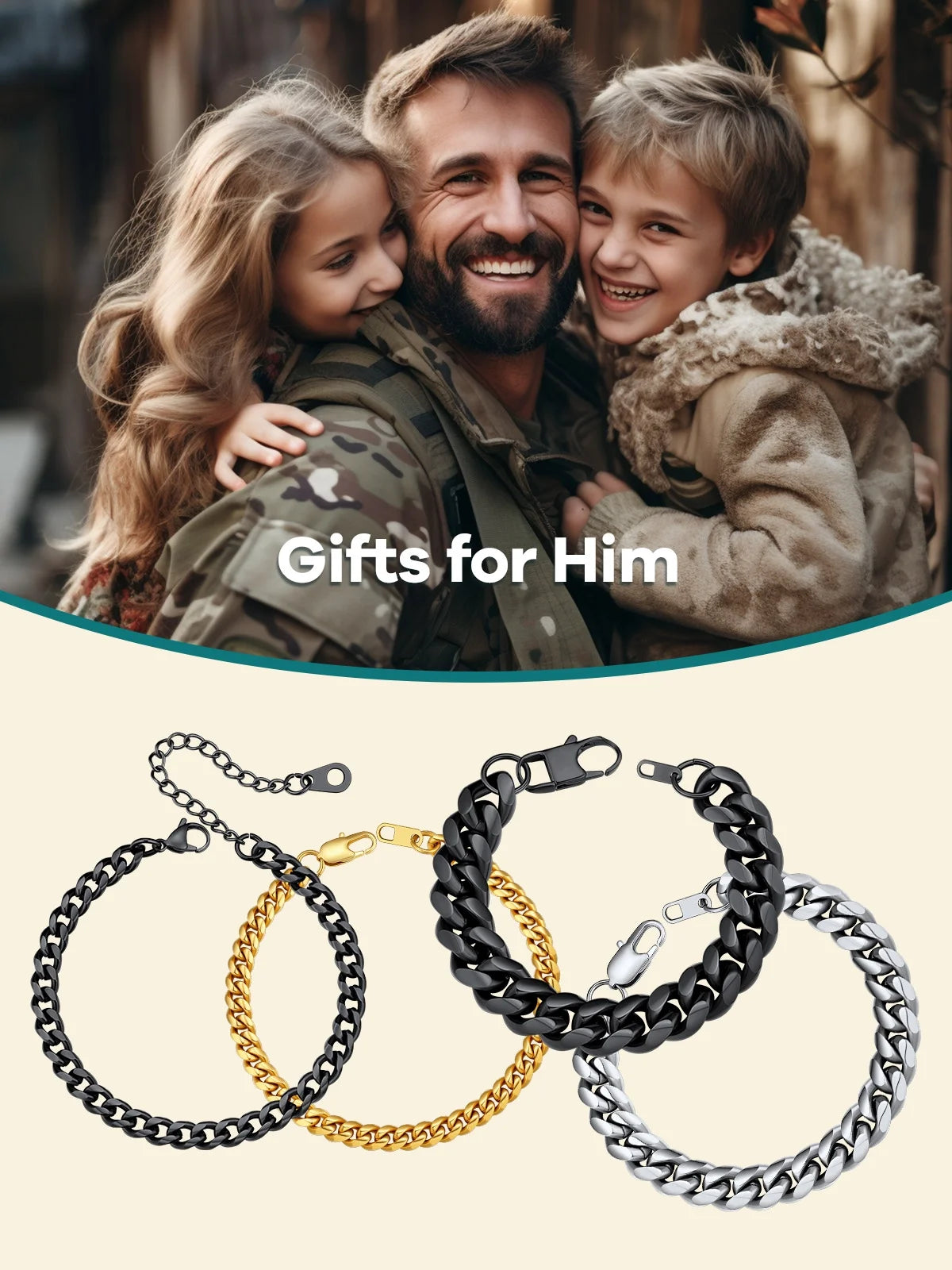 Men Chain Bracelet Cuban Stainless Steel Curb Bracelet 6MM 8.3 Inch Wrist Bracelet Mens Silver Jewelry