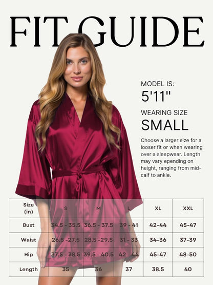 Turquaz Satin Kimono Robes for Women - Elegant Bridesmaid & Bride Silky Lingerie Robes