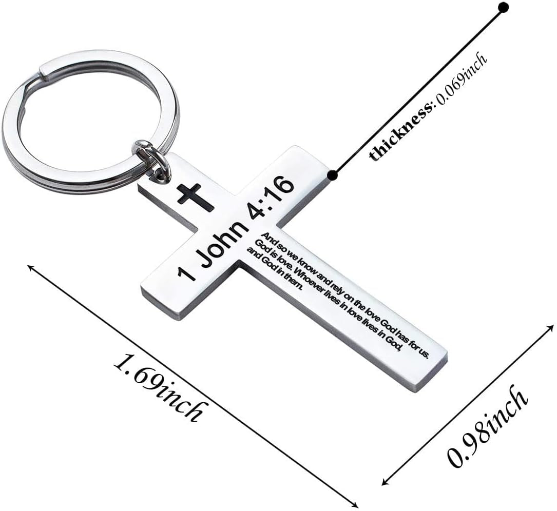 Inspirational Bible Verse Keychain - Christian Cross Keychain for Men & Women