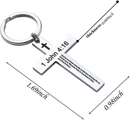 Inspirational Bible Verse Keychain - Christian Cross Keychain for Men & Women