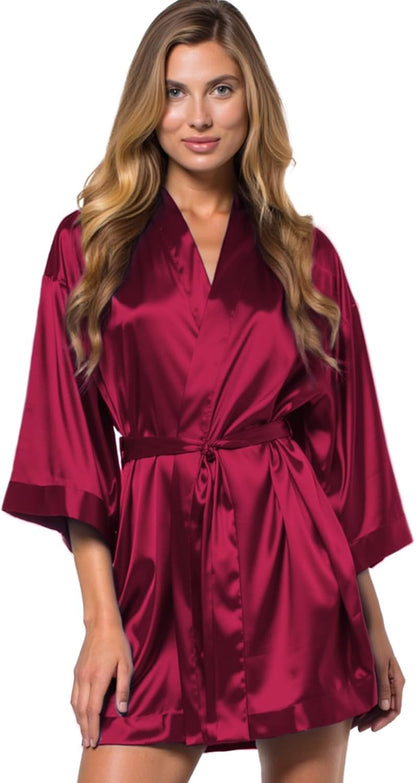 Turquaz Satin Kimono Robes for Women - Elegant Bridesmaid & Bride Silky Lingerie Robes