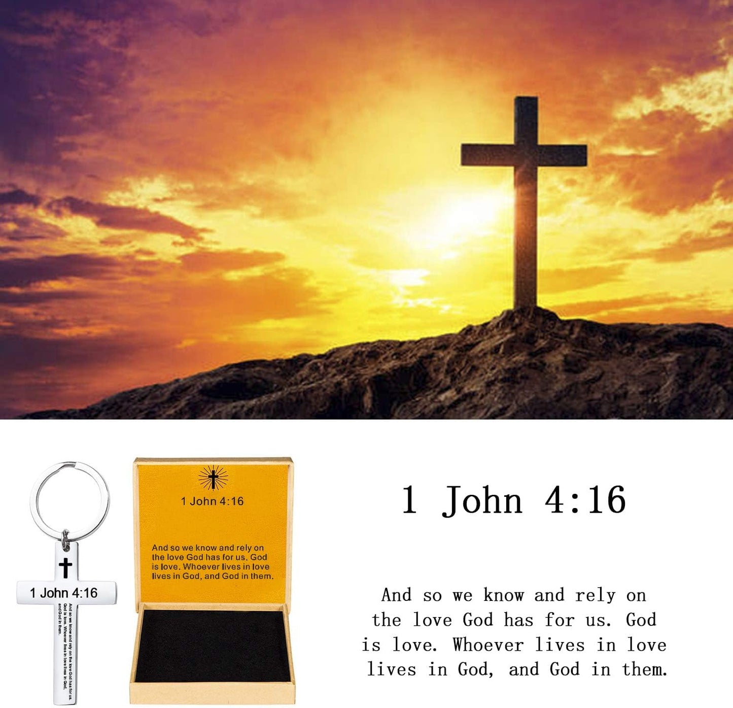 Inspirational Bible Verse Keychain - Christian Cross Keychain for Men & Women