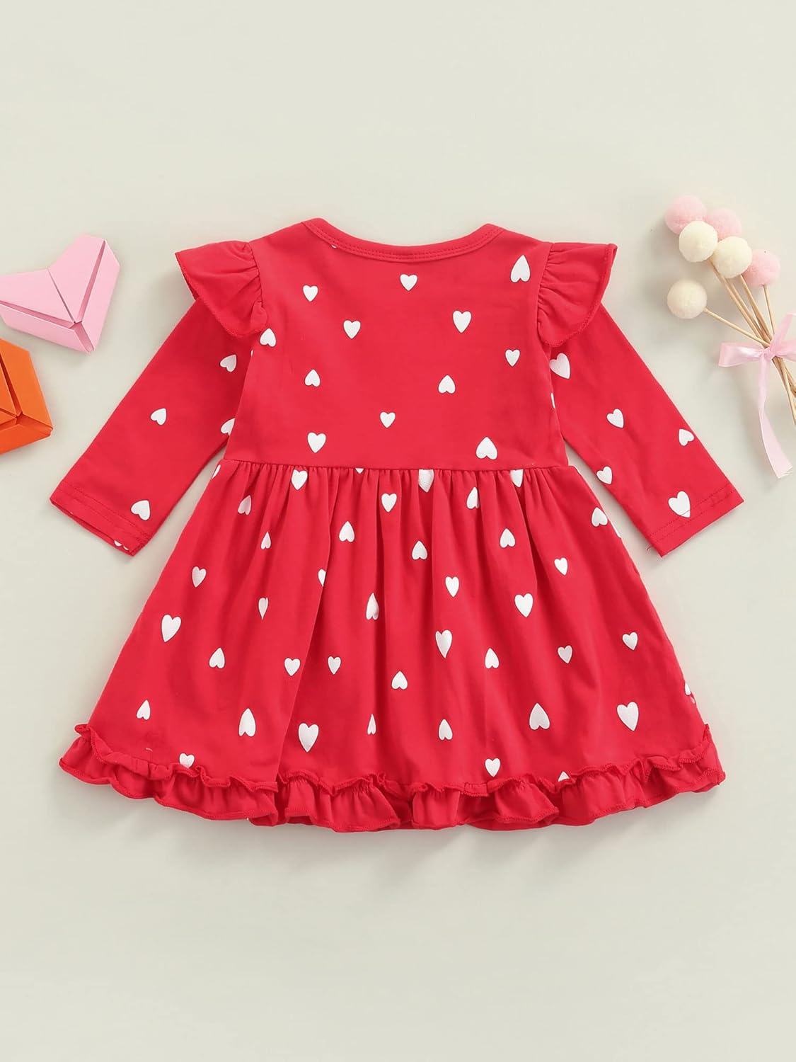 Charming Long Sleeve Tulle Tutu Dress for Baby Girls - Perfect Valentine's Outfit with Heart Design (12-18 Months)