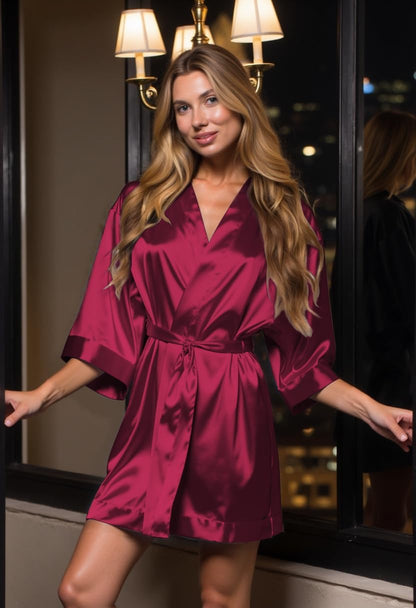 Turquaz Satin Kimono Robes for Women - Elegant Bridesmaid & Bride Silky Lingerie Robes