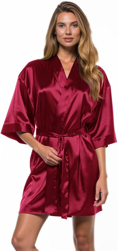 Turquaz Satin Kimono Robes for Women - Elegant Bridesmaid & Bride Silky Lingerie Robes