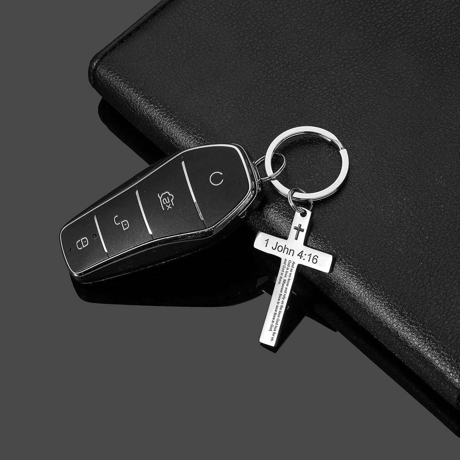 Inspirational Bible Verse Keychain - Christian Cross Keychain for Men & Women