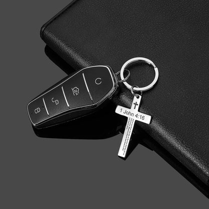 Inspirational Bible Verse Keychain - Christian Cross Keychain for Men & Women
