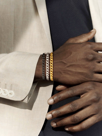 Men Chain Bracelet Cuban Stainless Steel Curb Bracelet 6MM 8.3 Inch Wrist Bracelet Mens Silver Jewelry