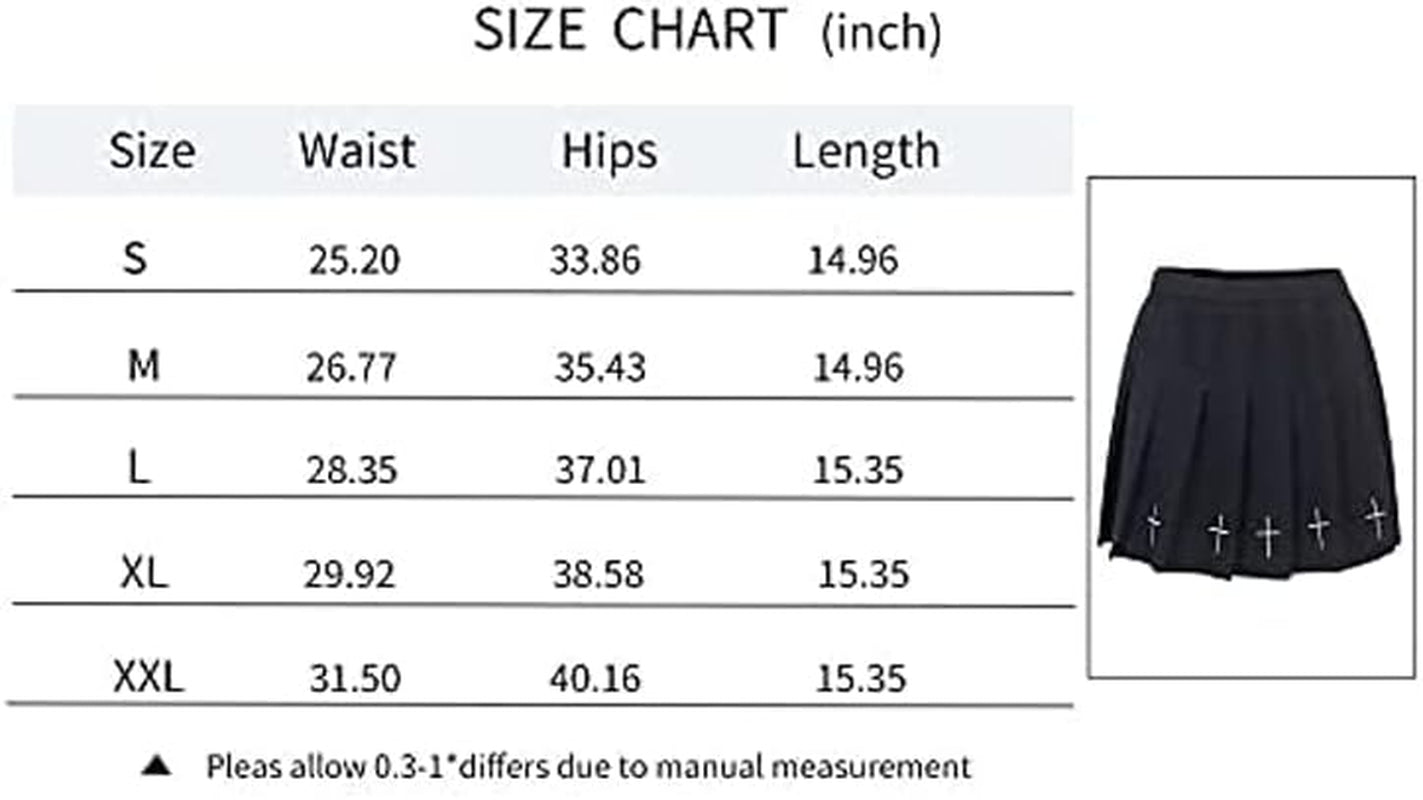 Chic Gothic Punk Black Pleated Mini Skirt with Cross Embroidery for Kpop Fashionistas